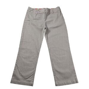 Boden grey white striped 4 PETITE  4P cropped chino pants casual preppy chic